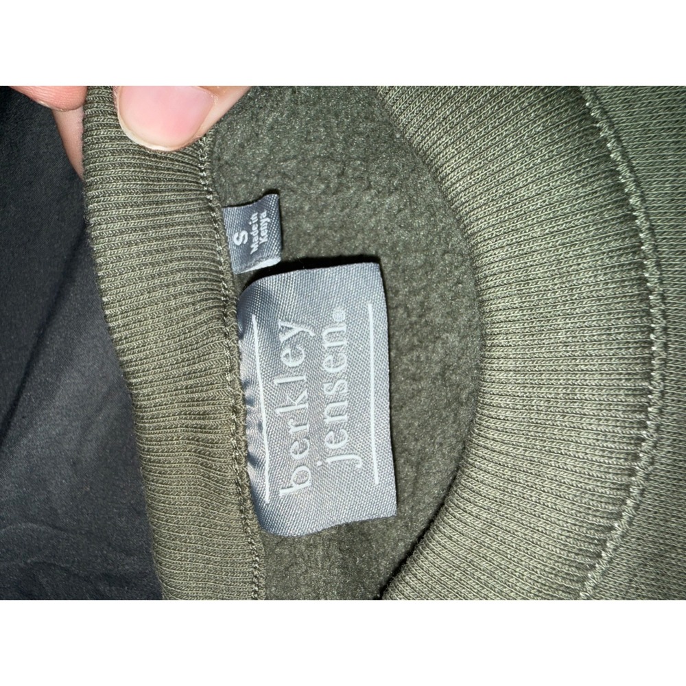 Berkley‎ Jensen Mens Olive Green Crewneck Sweatshirt Fleece Pullover Size S - Picture 3 of 6